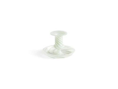 HAY - Flare Stripe Candle Holder Milk Small Green