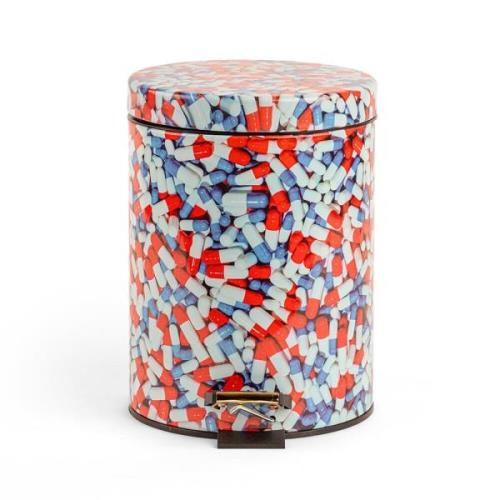 Seletti - Pills Toiletpaper Home Dustbin Ø 20,5 H. 27,5 Hvid/Rød/Blå