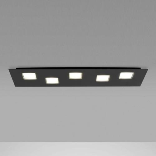 Fabbian Quarter, sort LED-loftlampe 5 lyskilder