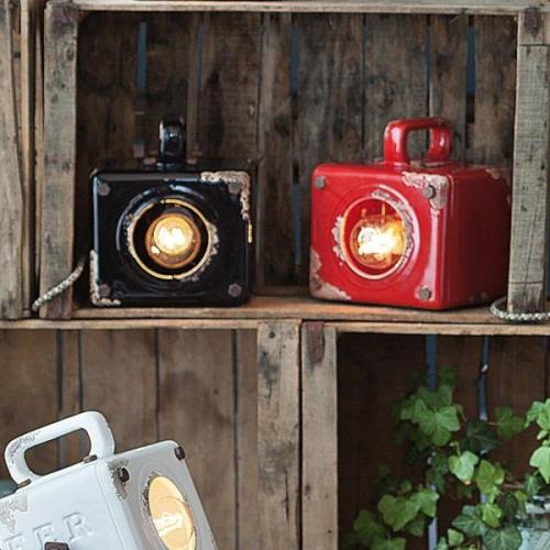 Lorenzo vintage-bordlampe i sort