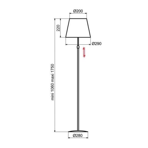 Aluminor Store gulvlampe, krom/sort