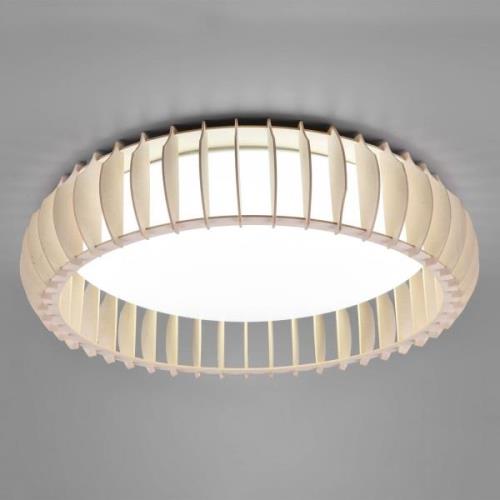 LED-loftlampe Monte, CCT, Ø 60 cm, lyst træ