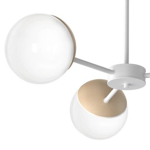 Sfera loftlampe, 3 lyskilder, afstand, glas/træ