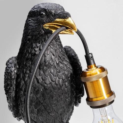 Kare Animal Sitting Crow bordlampe i sort