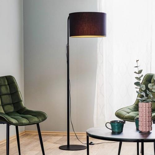 Gulvlampe Soho, cylindrisk buet sort/guld