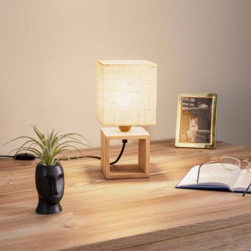 Monas bordlampe, olieret eg, beige