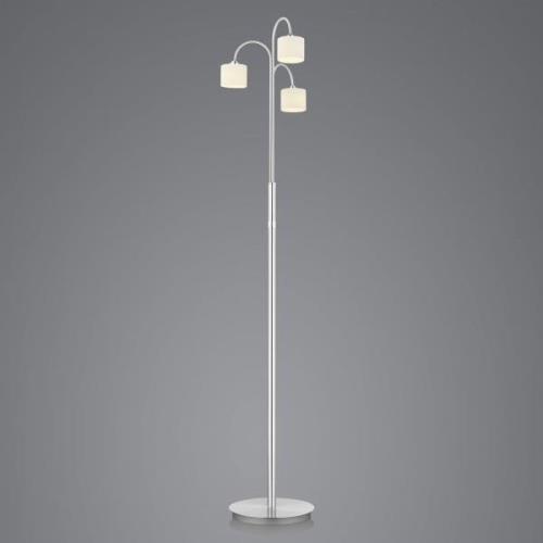 Mila LED-gulvlampe, nikkel/opalglas, tre lys