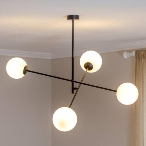 Linear loftlampe, sort/opal, 4 lyskilder