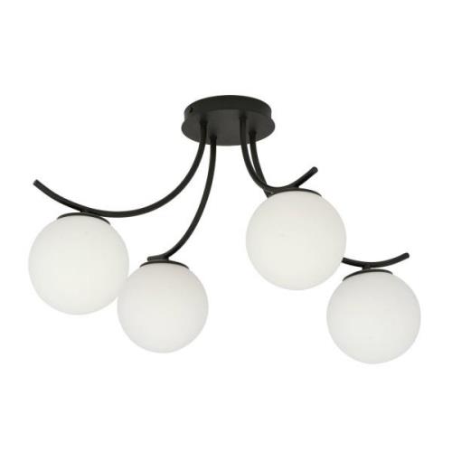 Boston loftlampe, sort/opal, 4 lyskilder