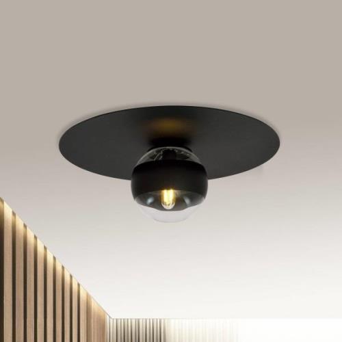 Kenzo loftslampe, rund, sort/klar, 1-lys