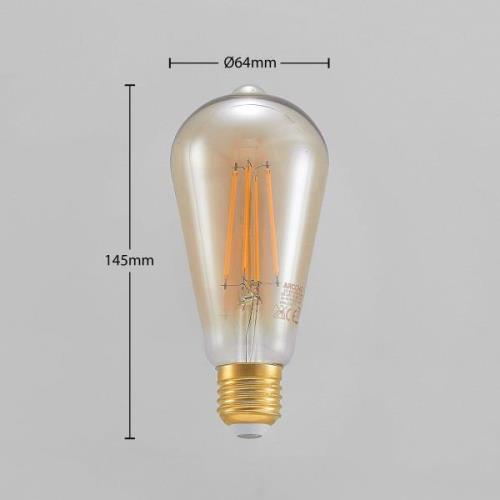 E27 LED-pære ST64 6,5 W 2.500K ravgul 3-trinsdæmp.