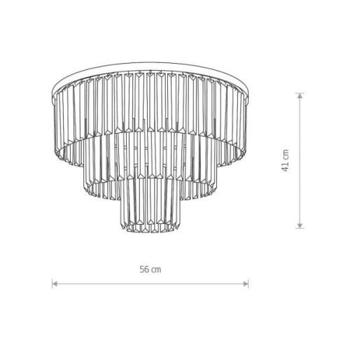 Cristal loftslampe, transparent/sort, Ø 56cm