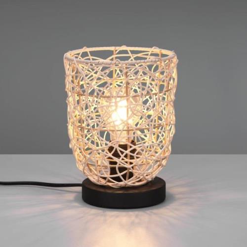 Lovis bordlampe af flettet rattan