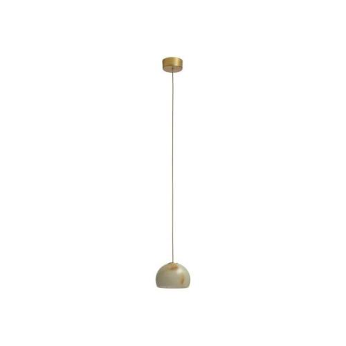 Neil LED-pendel, alabaster, guld, Ø 15cm