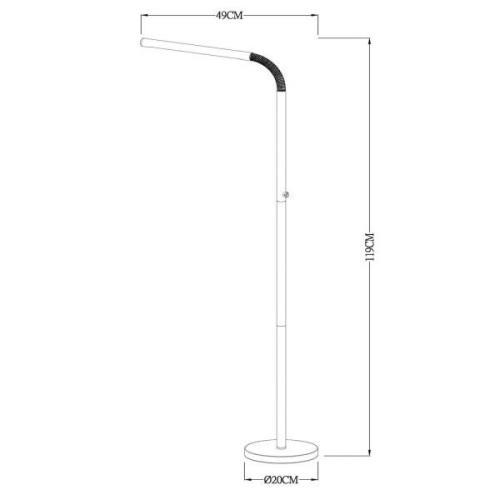 Gilly genopladelig LED-gulvlampe, sort