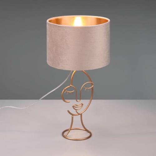 Mary bordlampe med ansigtsdesign, beige/guld