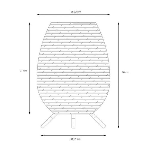 Colin LED udendørs bordlampe, genopladeligt batteri, 36 cm, natur