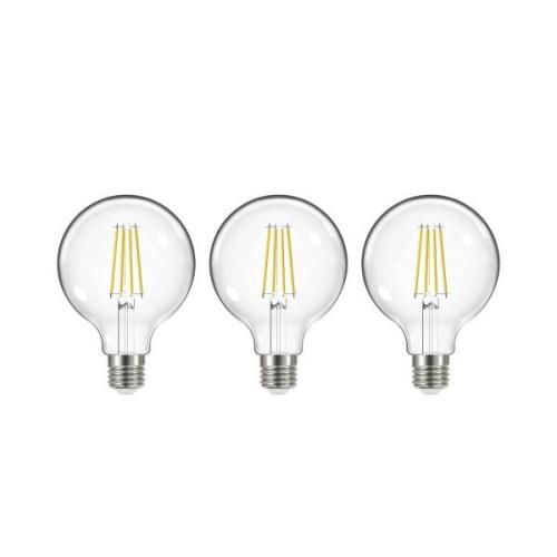 LED-filamentpære, E27, G95, 3,8W, 2700K, 806lm, 3 enheder