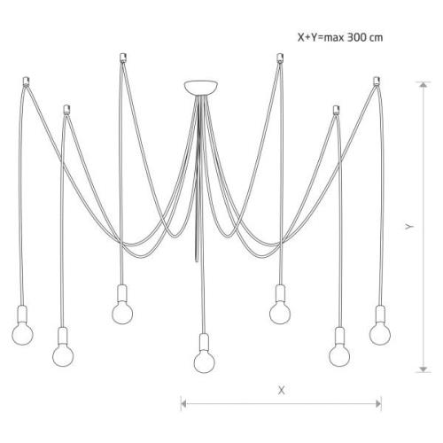 Spider hængelampe, hvid, 7 lyskilder