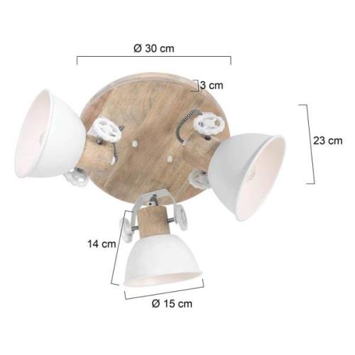 Loftspot Gearwood, 3 lyskilder, rund, hvid