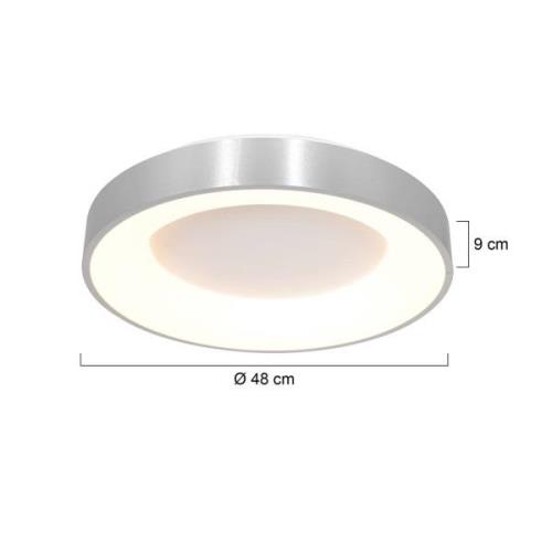 LED-loftslampe Ringlede 2.700 K Ø 48 cm sølv