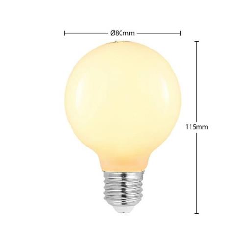 LED-pære E27 8 W G80 2.700 K dæmpes, opal, 2 stk