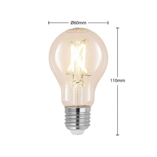 LED-pære E27 6W 2.700 K filament dæmpes klar 3 stk