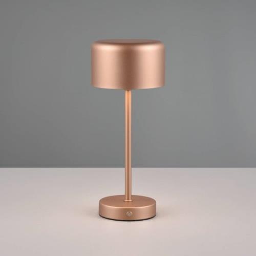 Jeff LED genopladelig bordlampe, kaffe, højde 30 cm, metal