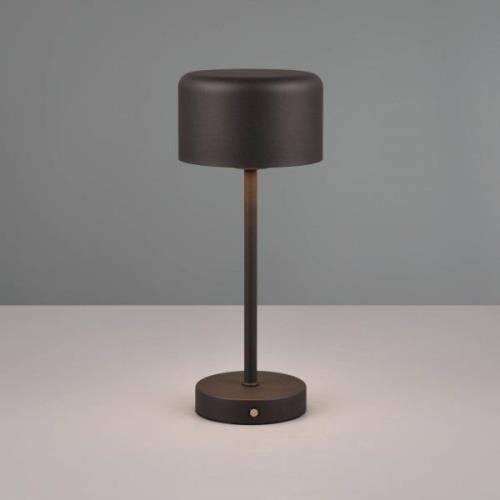 Jeff LED genopladelig bordlampe, mat sort, højde 30 cm, metal