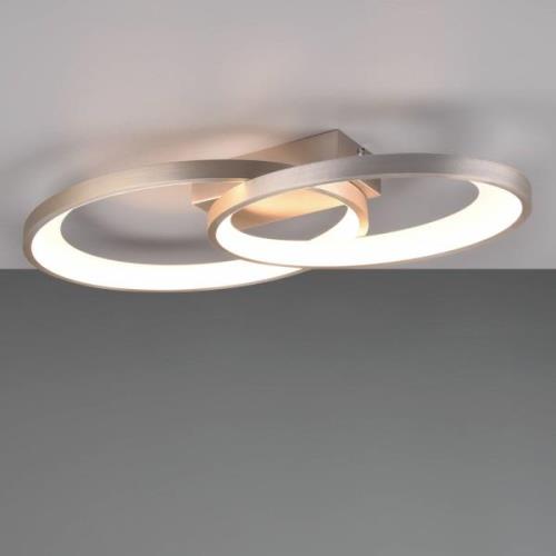 Malaga LED-loftlampe med 2 ringe, mat nikkel