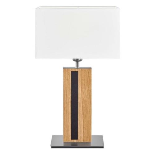 HerzBlut Maive bordlampe, olieret eg, hvid, 56 cm