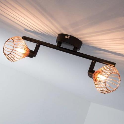 Kobber-sort loftslampe Dalma - 2 lyskilder