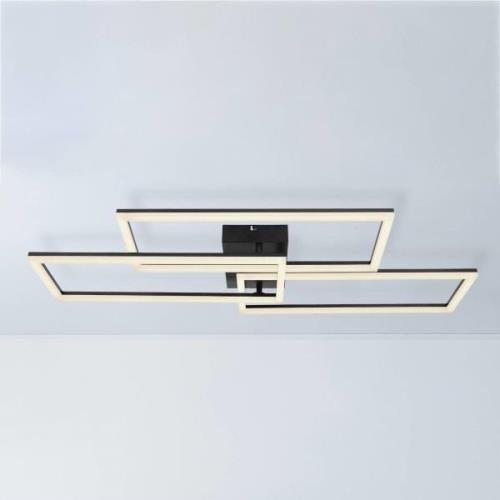 Tiny LED-loftlampe, 3 lk., rektangel, sort, CCT