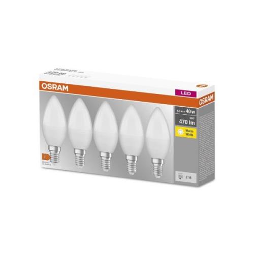 OSRAM Base Classic B LED-kertepære E14 4,9W sæt/5