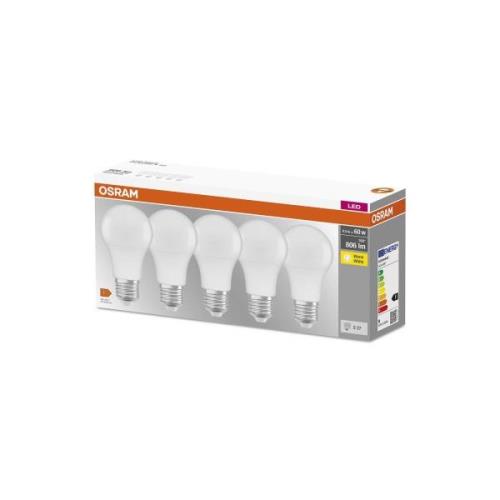 OSRAM Base Classic A LED-pære E27 8,5W 806lm s/5