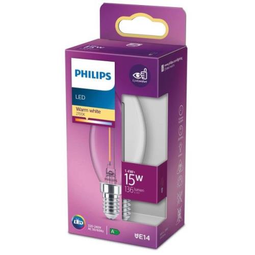 Philips LED-kertepære E14 B35 1,4W klar