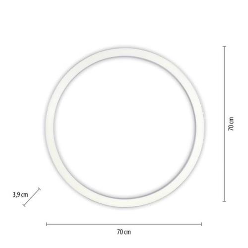 PURE Lines LED-loftslampe, rund Ø70cm sølv