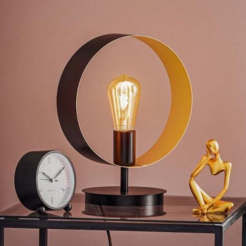 Hula bordlampe i ringdesign, sort/guld