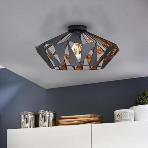 Loftlampe Carlton, Ø 47 cm, sort/kobber