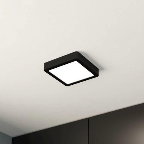 LED-loftslampe Fueva 5 IP44 3000K sort 16x16cm