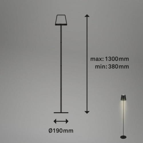 Kiki LED genopladelig gulvlampe, 2.700K, sort