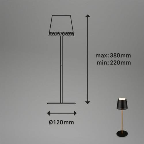 LED-bordlampe Kiki med genopladeligt batteri 3.000K sort/guld