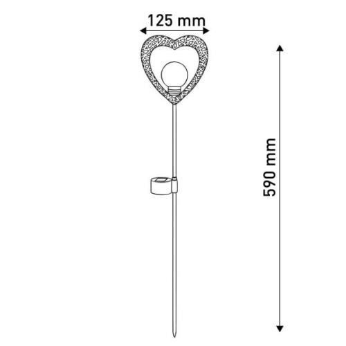 Deco-solcelle hjerte, jordspyd, LED varm hvid, 2x