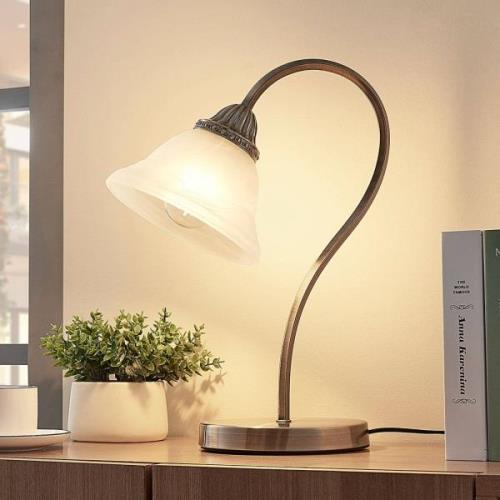 Mialina bordlampe, E27, glas, alabast hvid, 42 cm høj