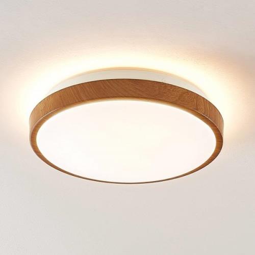 Lindby Mendosa LED-loftlampe, trælook, rund