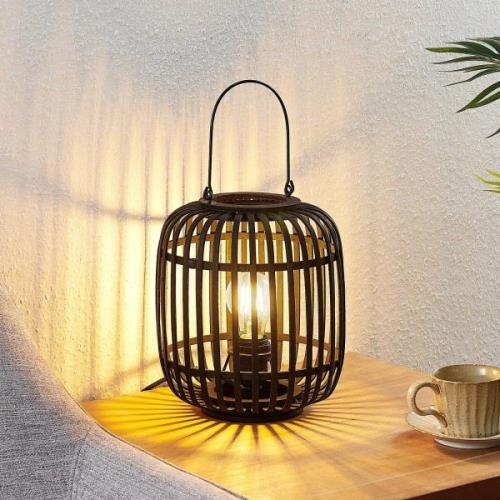 Lindby Canyana bordlampe, sort, rattan, 27 cm høj