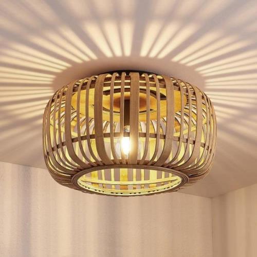 Lindby Canyana loftslampe, natur, rattan, Ø 40 cm