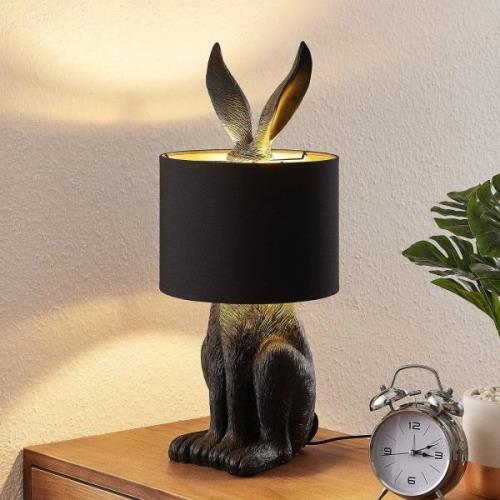 Lindby Lorentina stof-bordlampe, hare, guld