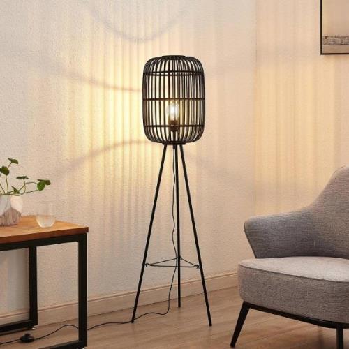 Lindby Canyana gulvlampe af rattan, sort