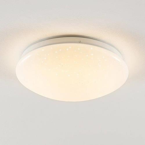 Lindby loftlampe Janosch, hvid, Ø28cm, fjernbetjening